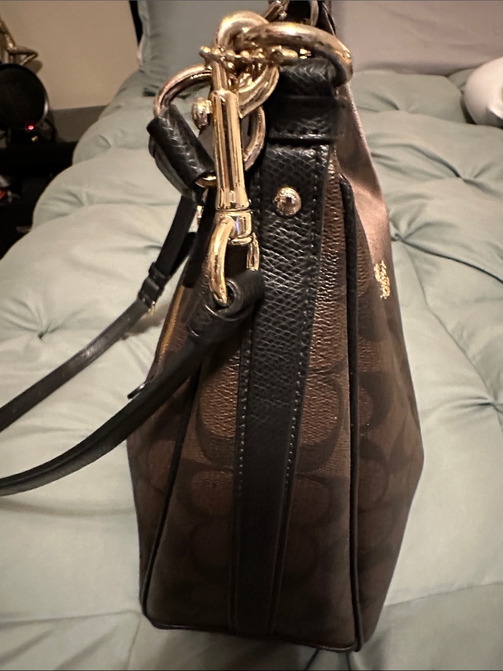 Coach Dark Brown Signature Hobo with Gold Accent - Picture 7 of 8